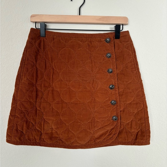 Madewell Corduroy Quilted Button Mini Skirt brown size 4 - Picture 4 of 7